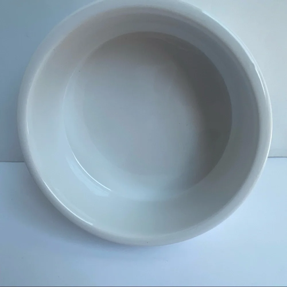 Dog Bowl White Ceramic 7” Bone Bark Ribbed Stoneware Dish Animal Planet EUC